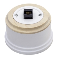 Розетка Internet для наружного монтажа белый/дуб некрашеный/круг